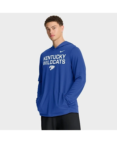 Nike Men's Royal Kentucky Wildcats 2025 Sideline Performance Long Sleeve Hoodie T-Shirt