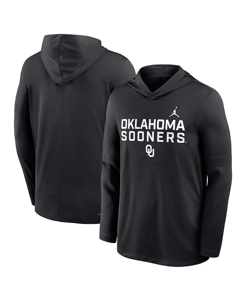 Jordan Men's Black Oklahoma Sooners 2025 Sideline Performance Long Sleeve Hoodie T-Shirt