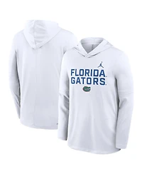 Jordan Men's White Florida Gators 2025 Sideline Performance Long Sleeve Hoodie T-Shirt