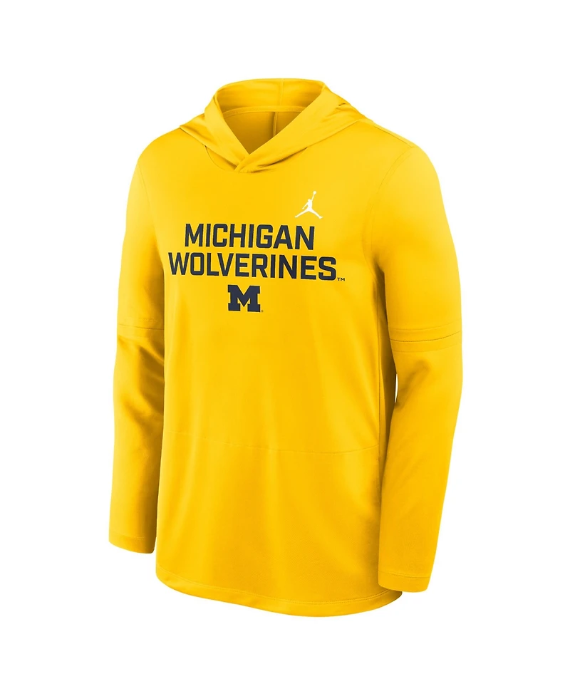 Jordan Men's Maize Michigan Wolverines 2025 Sideline Performance Long Sleeve Hoodie T-Shirt