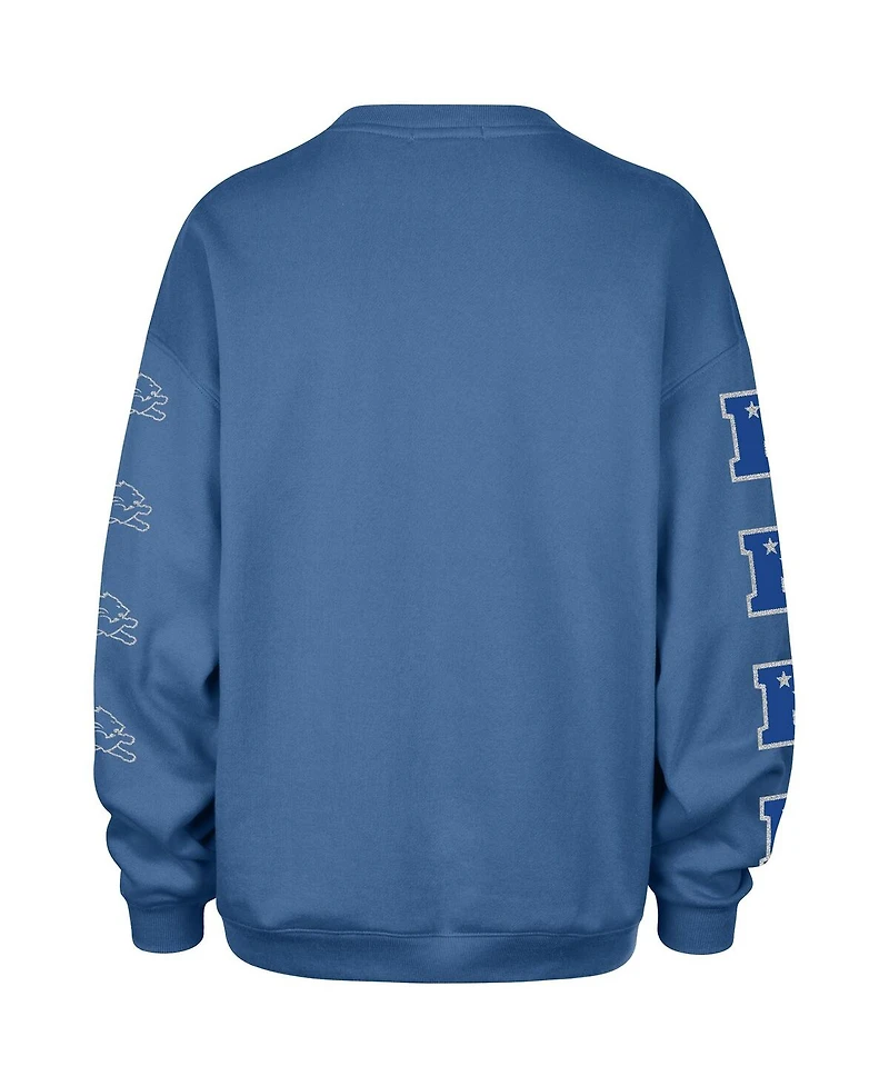 '47 Brand Women's Blue Detroit Lions Go Big Oversized Pullover Sweatshirt