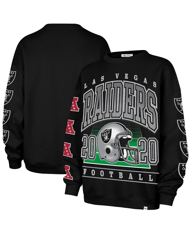 '47 Brand Women's Black Las Vegas Raiders Go Big Oversized Pullover Sweatshirt