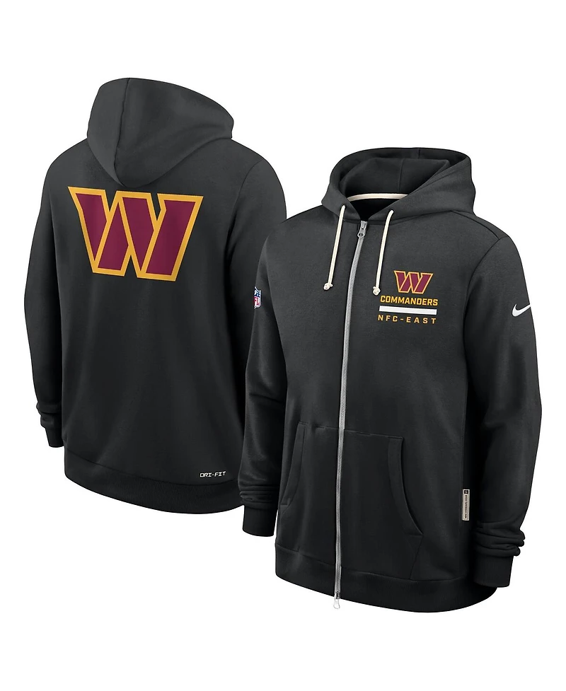 Nike Men's Black Washington Commanders Sideline Standard Issue Utility Player Dri-fit Full-Zip Hoodie