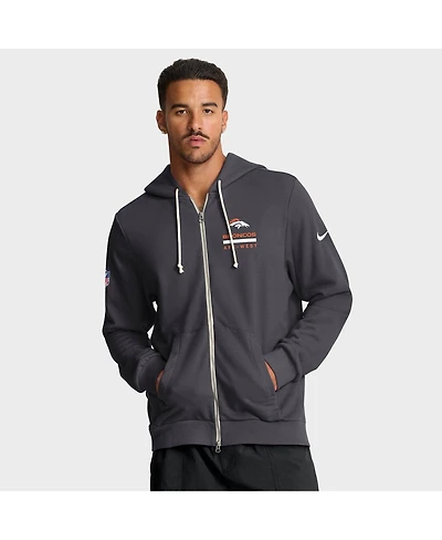 Nike Men's Anthracite Denver Broncos Sideline Standard Issue Utility Player Dri-fit Full-Zip Hoodie