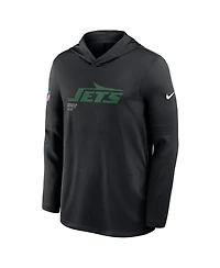 Nike Men's Black New York Jets Sideline Pure Fury Performance Long Sleeve Hoodie T-Shirt