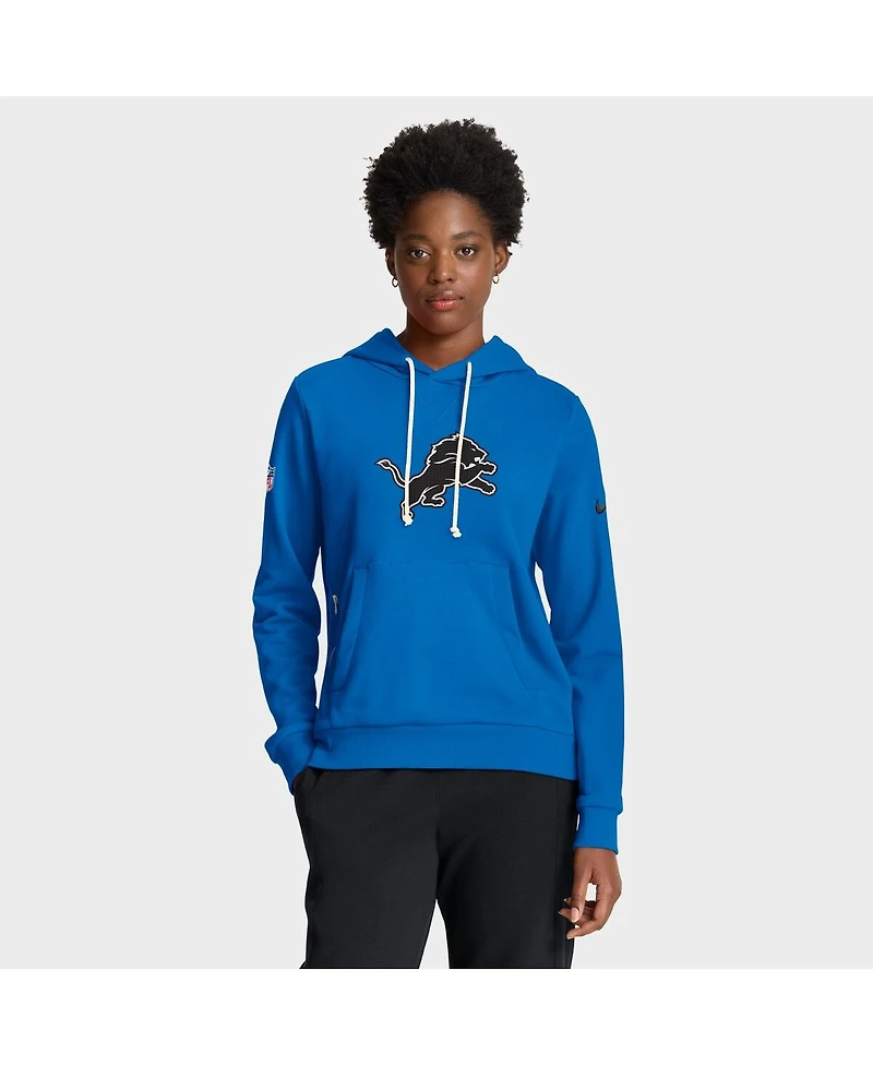 Nike Women's Blue Detroit Lions Sideline Standard Issue Initial Home Dri-fit Hoodie