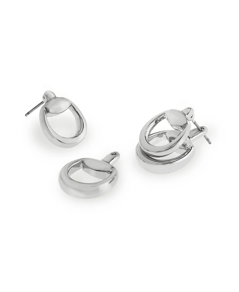 Steve Madden Rhodium Collegiate C Link Earrings