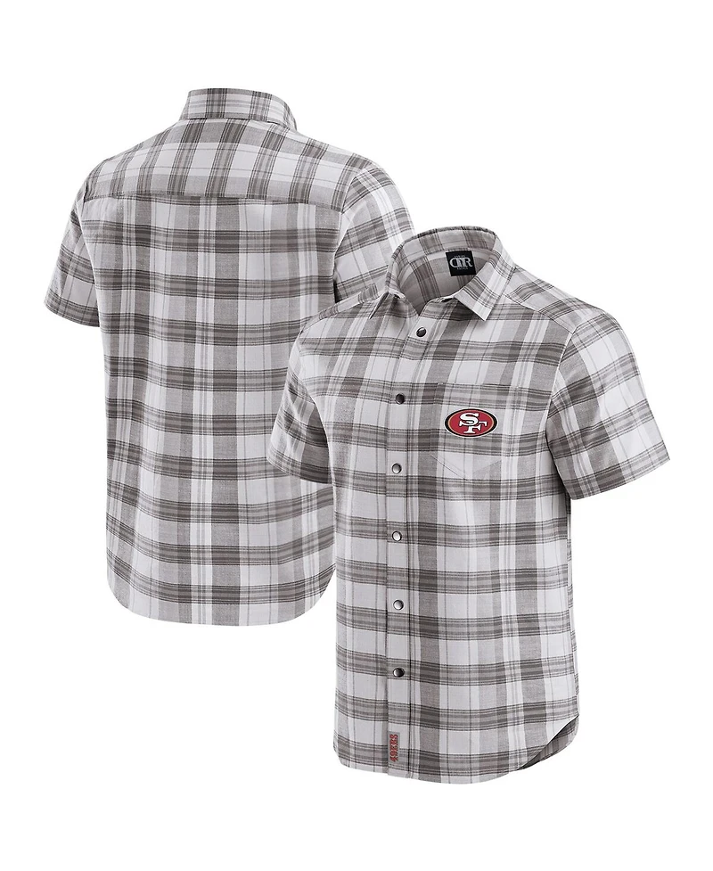 Darius Rucker Collection by Fanatics Men's Gray San Francisco 49ers Team Plaid Short Sleeve Full-Snap Shirt