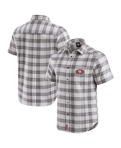Darius Rucker Collection by Fanatics Men's Gray San Francisco 49ers Team Plaid Short Sleeve Full-Snap Shirt
