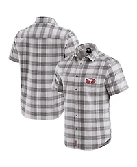 Darius Rucker Collection by Fanatics Men's Gray San Francisco 49ers Team Plaid Short Sleeve Full-Snap Shirt
