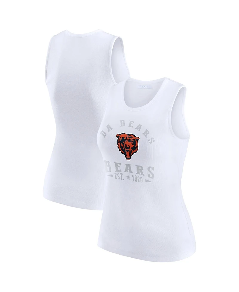 Wear by Erin Andrews Women's White Chicago Bears Ribbed Graphic Tank Top