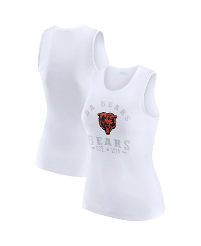 Wear by Erin Andrews Women's White Chicago Bears Ribbed Graphic Tank Top