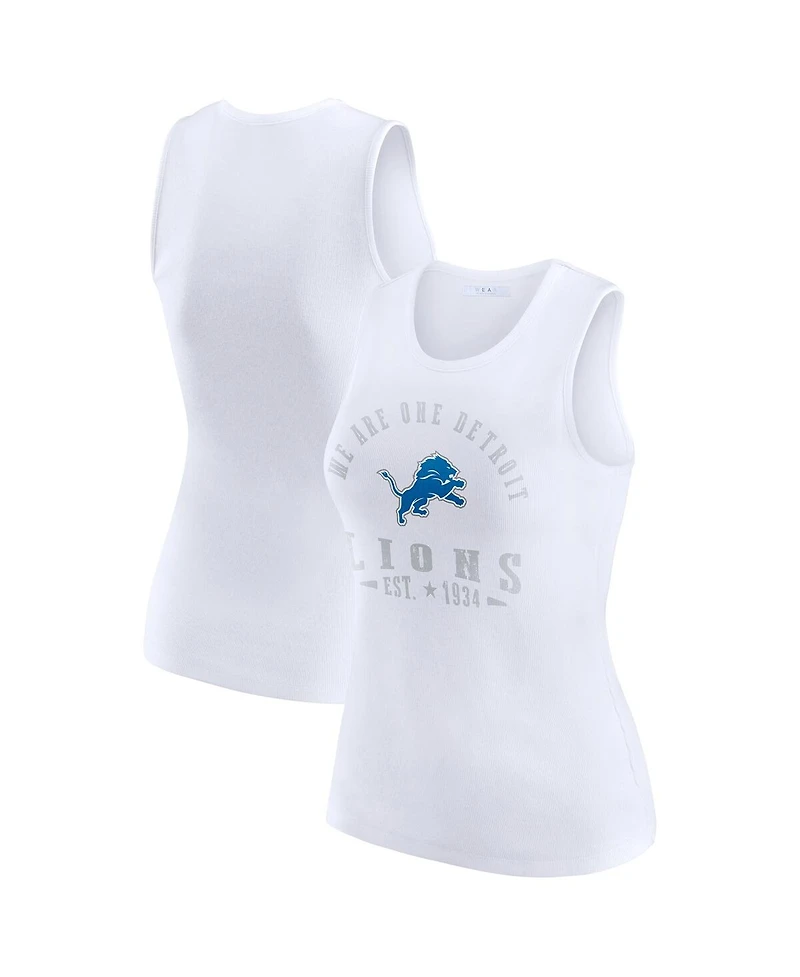 Wear by Erin Andrews Women's White Detroit Lions Ribbed Graphic Tank Top