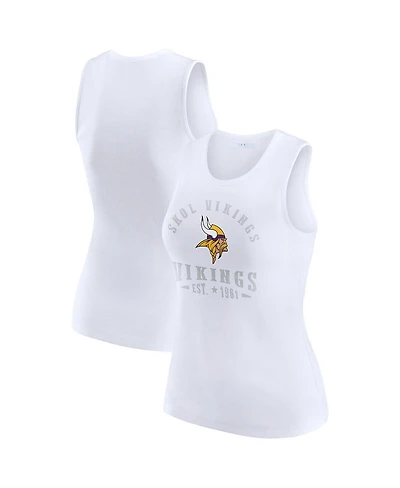 Wear by Erin Andrews Women's White Minnesota Vikings Ribbed Graphic Tank Top