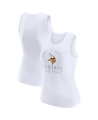 Wear by Erin Andrews Women's White Minnesota Vikings Ribbed Graphic Tank Top