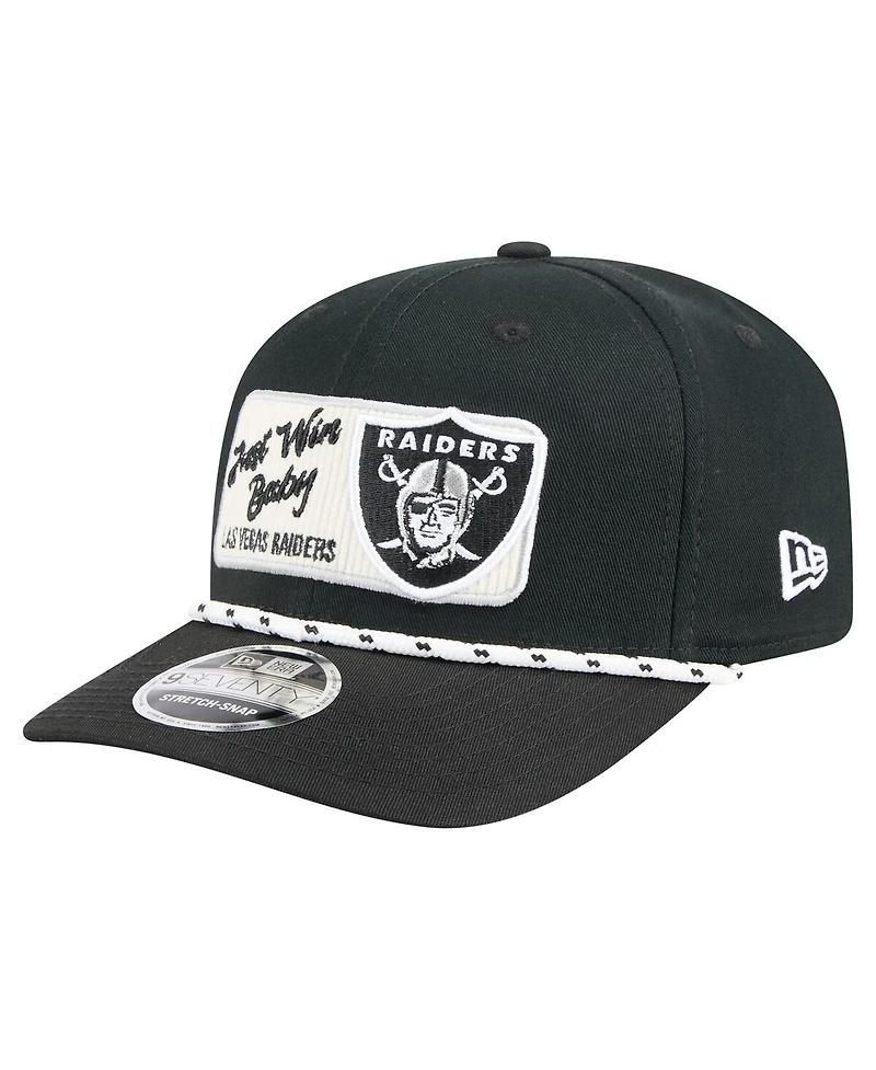 New Era Men's Black Las Vegas Raiders Chant 9SEVENTY Stretch-Snap Hat