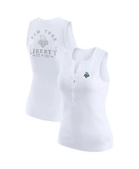 Wear by Erin Andrews Women's White New York Liberty Rib-Knit Henley Tank Top