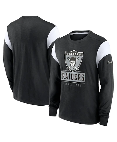 Nike Men's Heather Black Oakland Raiders Rewind Playback Helmet Long Sleeve T-Shirt