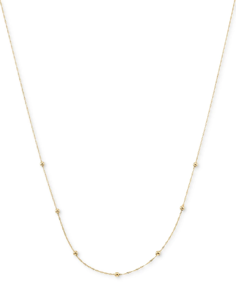 Polished Bead Singapore Link 18" Chain Necklace in 10k Yellow Gold