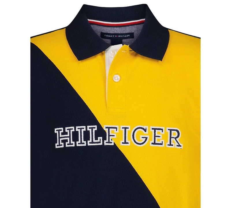 Tommy Hilfiger Big Boys S-xl Diagonal Pieced Polo Shirt