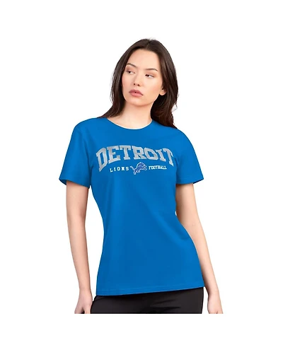 G-iii 4Her by Carl Banks Women's Blue Detroit Lions Super-Slim Lightweight Winning Crew T-Shirt