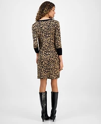 Robbie Bee Women's Printed 3/4-Sleeve Sweater Dress