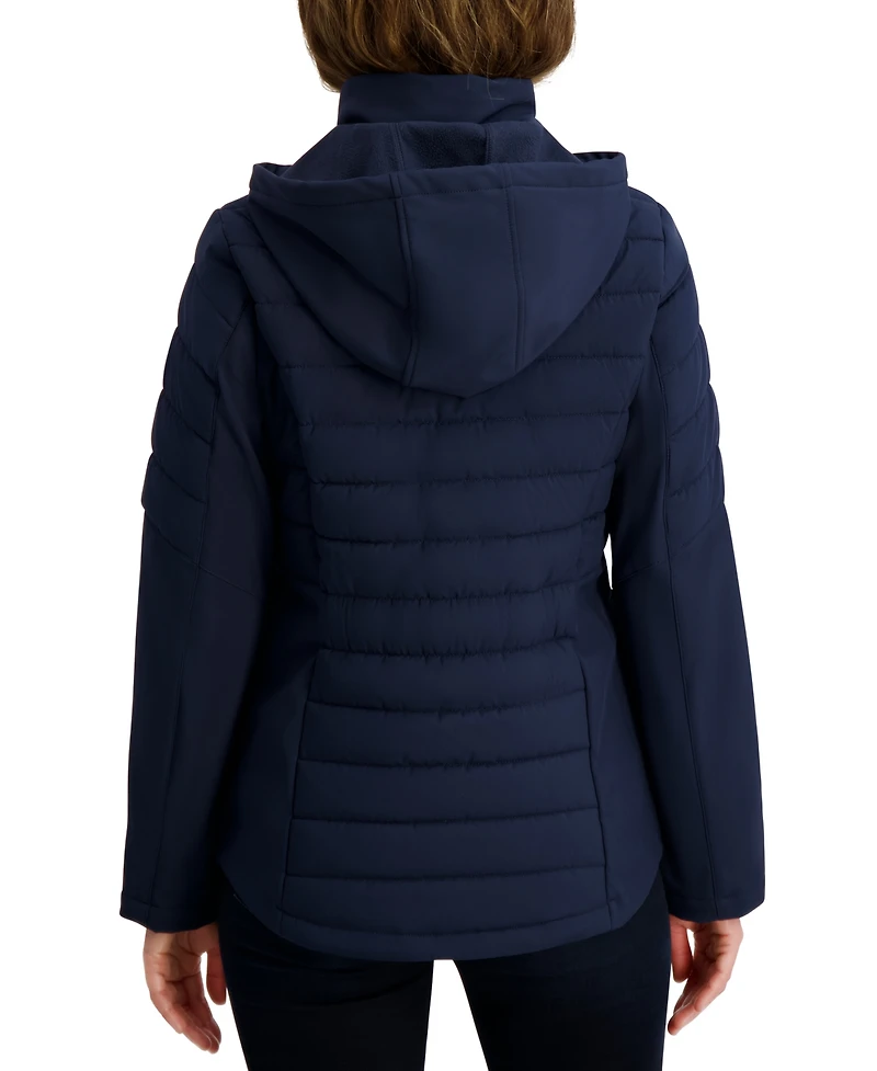 Nautica Women's Fleece-Lined Hooded Softshell Coat