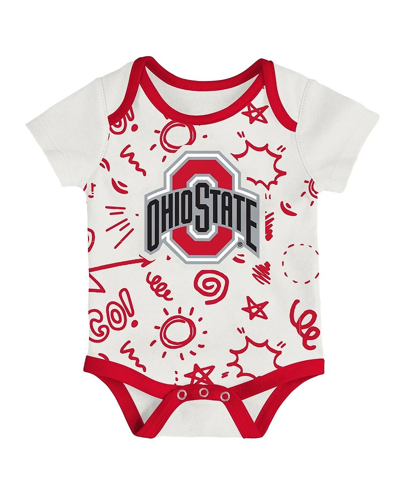 Outerstuff Baby Boys and Girls 3-Pack Ohio State Buckeyes All Day Play Bodysuit Set