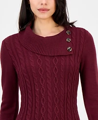 Sandra Darren Women's Cable-Knit Fitted Long-Sleeve Sweater Dress