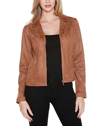 Belldini Women's Faux-Suede Moto Jacket
