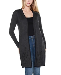 Belldini Women's Embroidered Open-Front Cardigan Sweater