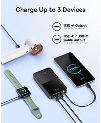 Baseus Portable Charger, 22.5W Pd Fast Charging 10000mAh Power Bank, Built-in Braided Usb C Cable Battery Pack, Travel Essentials Portable Phone Charg