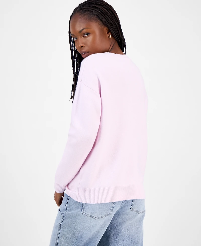 Hooked Up by Iot Juniors' Mossy Bunny Crewneck Sweater