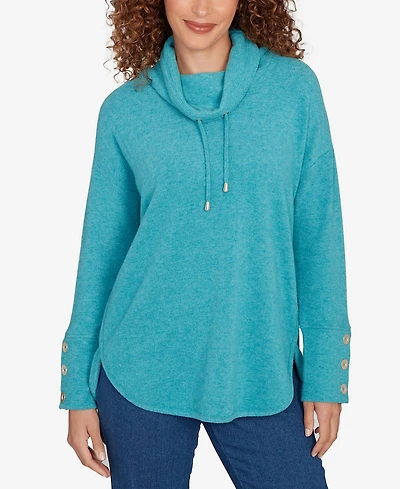 Ruby Rd. Petite Cozy Cowl Neck Drawstring Top