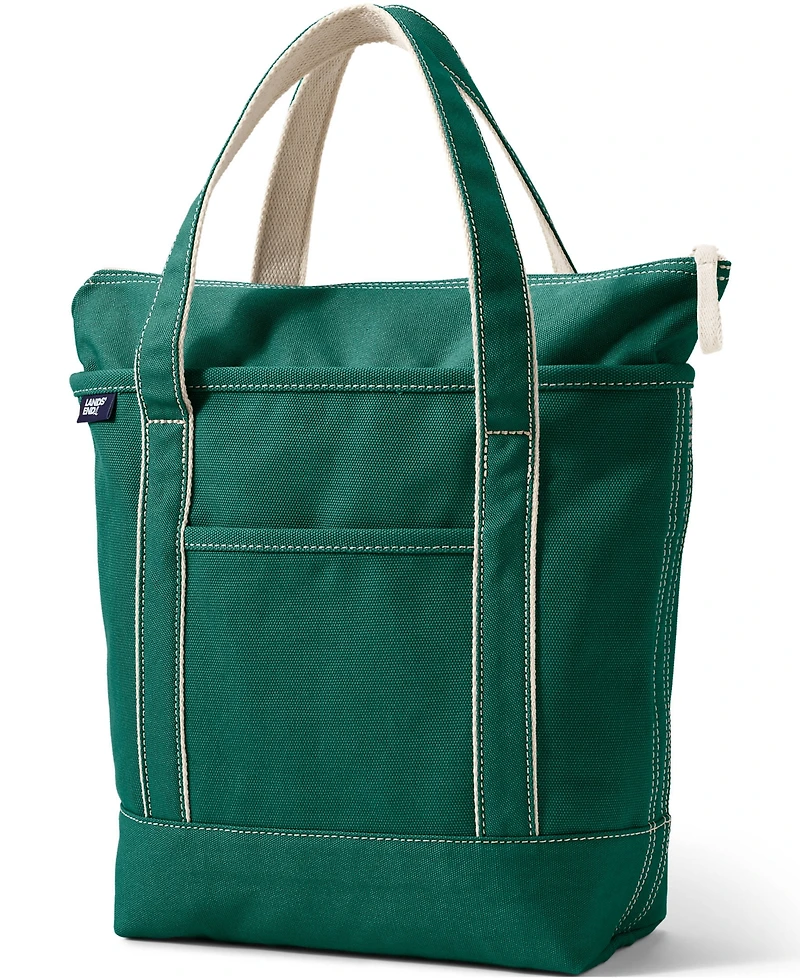 Lands' End Medium Solid Color 5 Pocket Zip Top Canvas Tote Bag