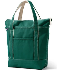 Lands' End Medium Solid Color 5 Pocket Zip Top Canvas Tote Bag