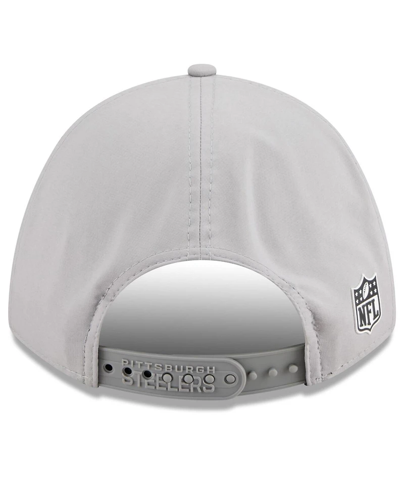 New Era Men's Gray Pittsburgh Steelers 2025 Sideline M-crown 9FORTY Adjustable Hat
