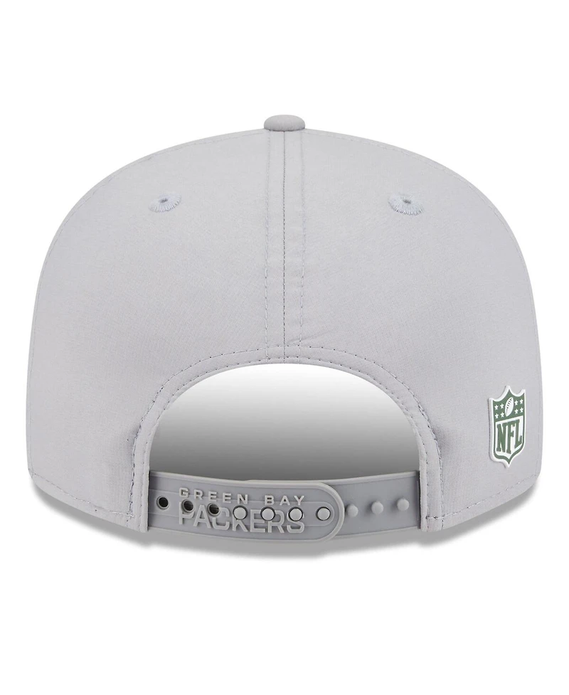 New Era Men's Green Green Bay Packers 2025 Sideline Split Panel 9FIFTY Snapback Hat