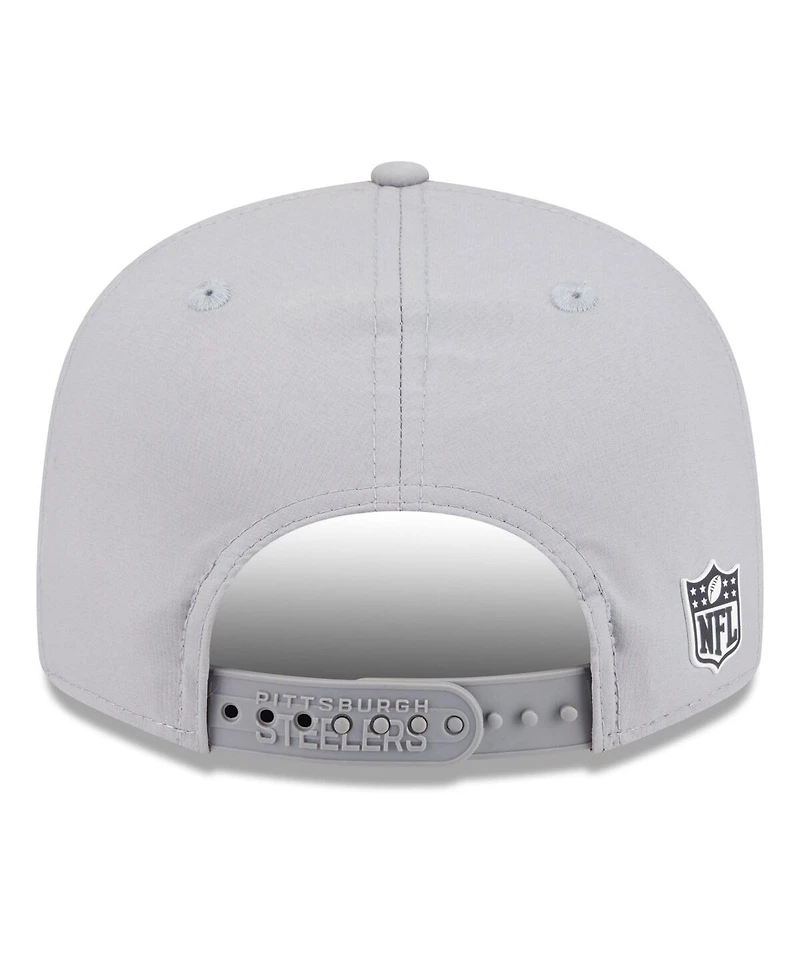 New Era Men's Gray Pittsburgh Steelers 2025 Sideline Split Panel 9FIFTY Snapback Hat