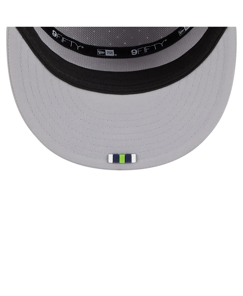 New Era Men's Gray Seattle Seahawks 2025 Sideline Split Panel 9FIFTY Snapback Hat