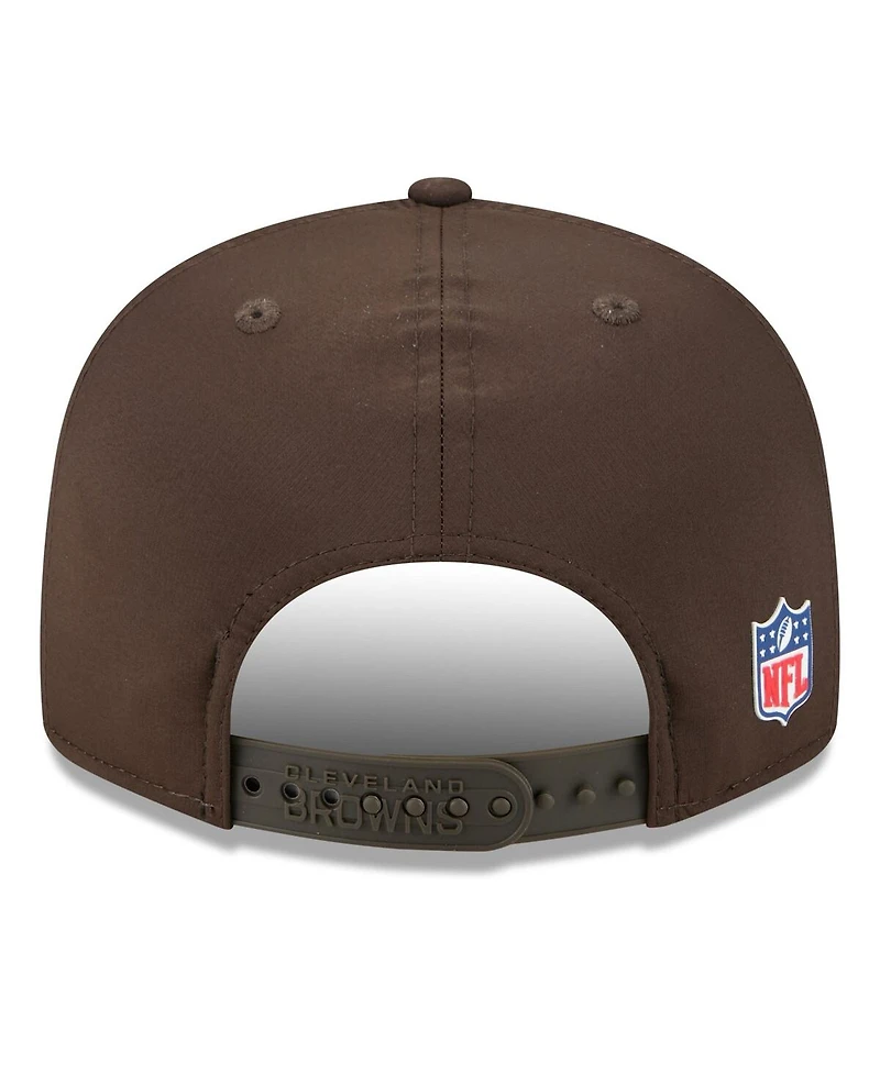 New Era Men's Brown Cleveland Browns 2025 Sideline Split Panel 9FIFTY Snapback Hat
