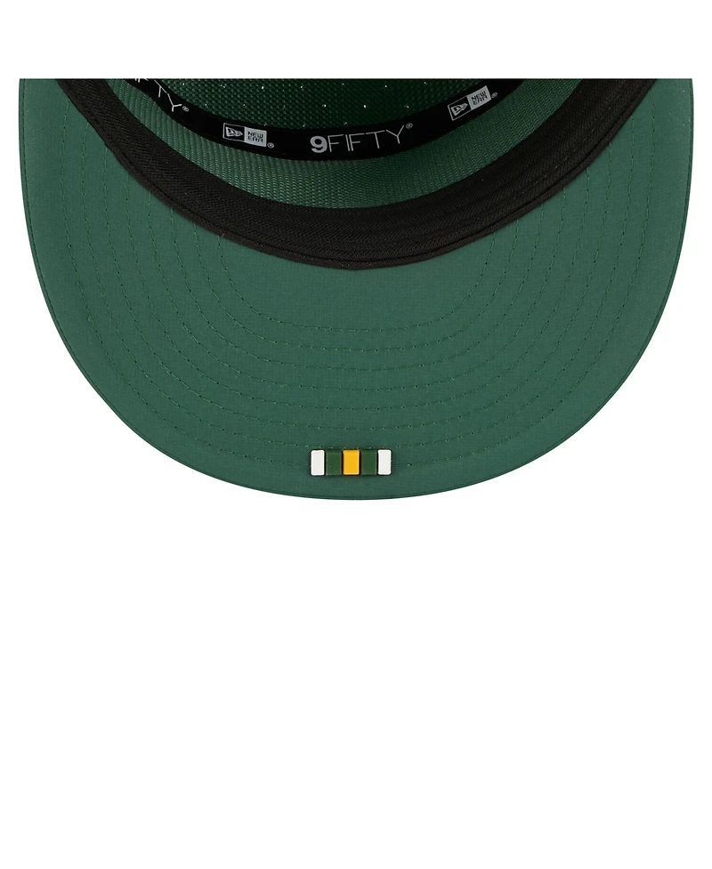 New Era Men's Green Green Bay Packers 2025 Sideline Split Panel 9FIFTY Snapback Hat