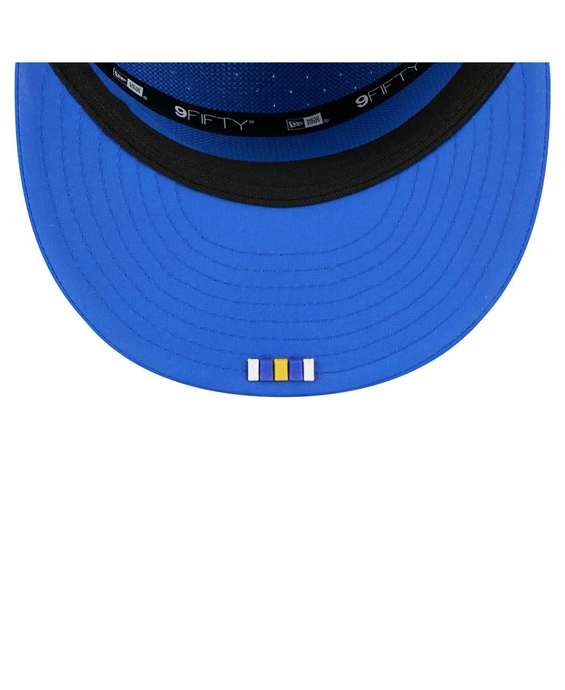 New Era Men's Royal Los Angeles Rams 2025 Sideline Split Panel 9FIFTY Snapback Hat