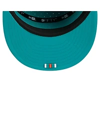 New Era Men's Aqua Miami Dolphins 2025 Sideline Throwback Split Panel 9FIFTY Snapback Hat