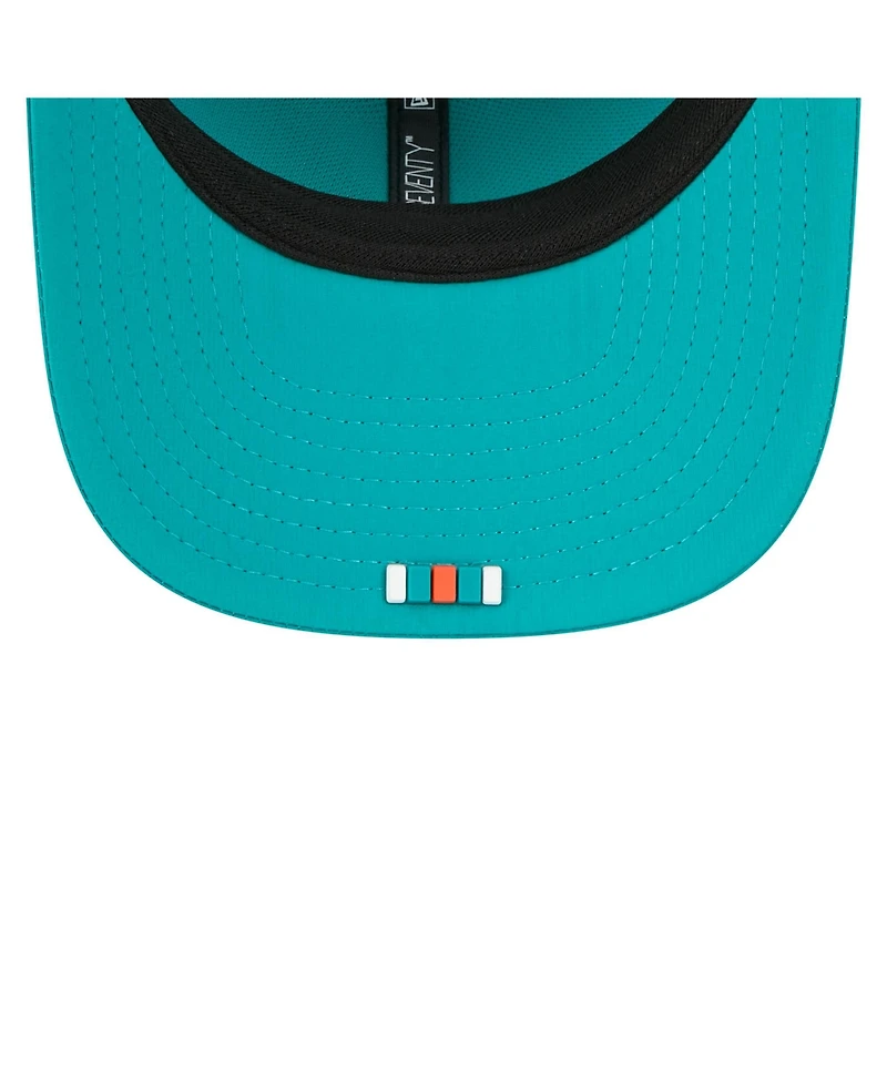 New Era Men's Aqua Miami Dolphins 2025 Sideline Throwback 9SEVENTY Trucker Adjustable Hat