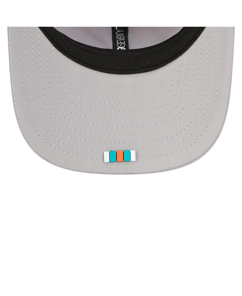 New Era Men's Gray Miami Dolphins 2025 Sideline 9SEVENTY Adjustable Trucker Hat