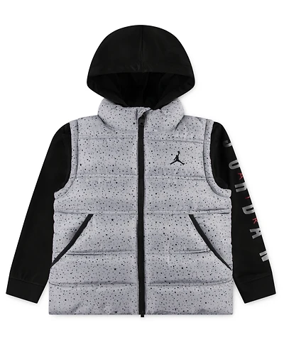 Jordan Little and Toddler Boys Layered-Look Hooded Jacket