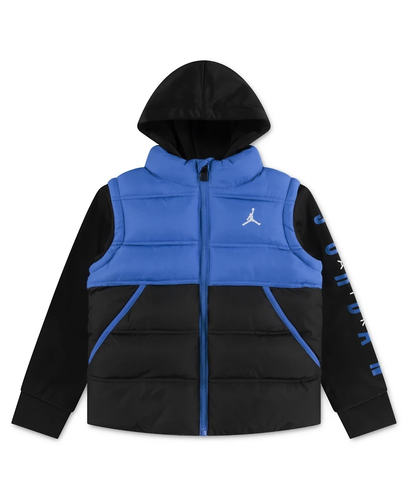 Jordan Little and Toddler Boys Layered-Look Hooded Jacket