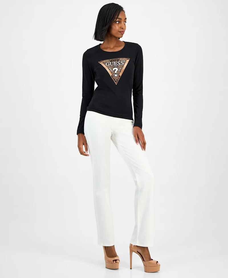 Guess Women's Triangle Logo Long-Sleeve T-Shirt