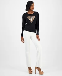 Guess Women's Triangle Logo Long-Sleeve T-Shirt